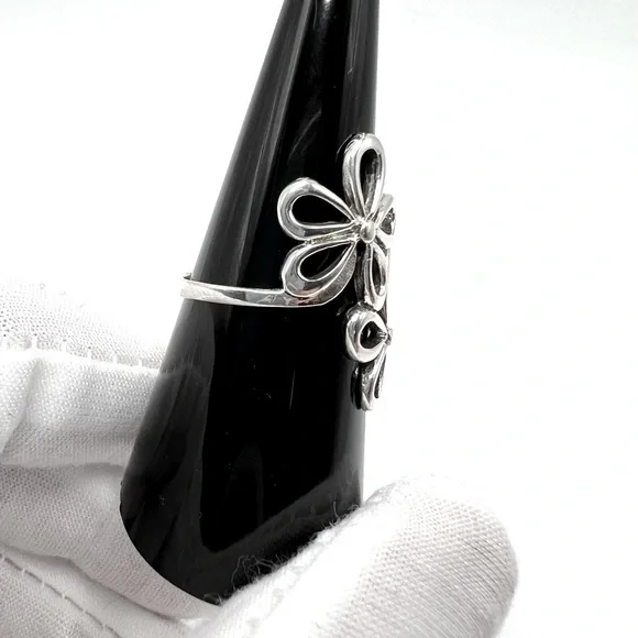 .925 Sterling Silver Double Flower Ring - Picture 6 of 17